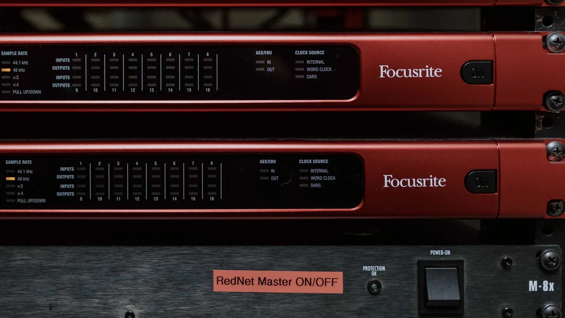 Interfaces Focusrite PRO en un rack
